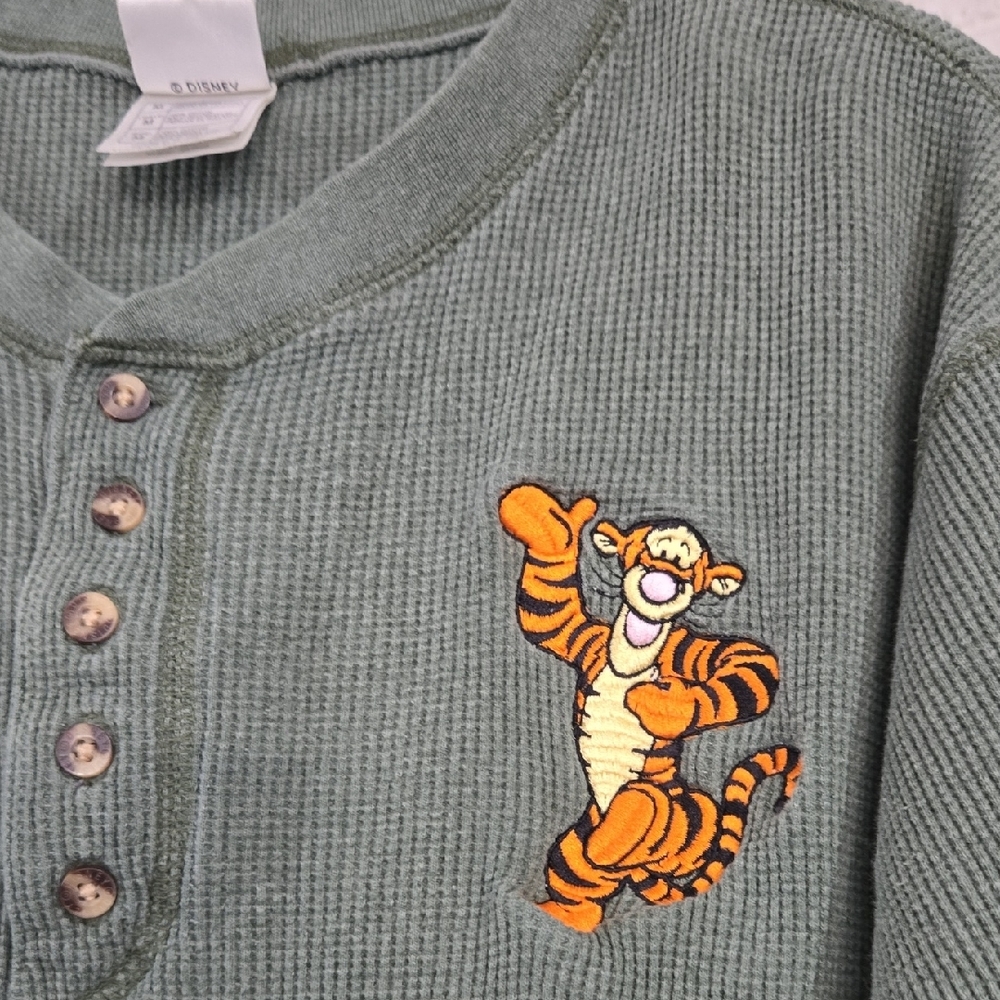 vintage Disney Store long-sleeve waffle knit Henley shirt - Picture 3 of 5